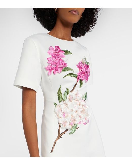 LEO LIN White Caroline Floral-Applique Midi Dress