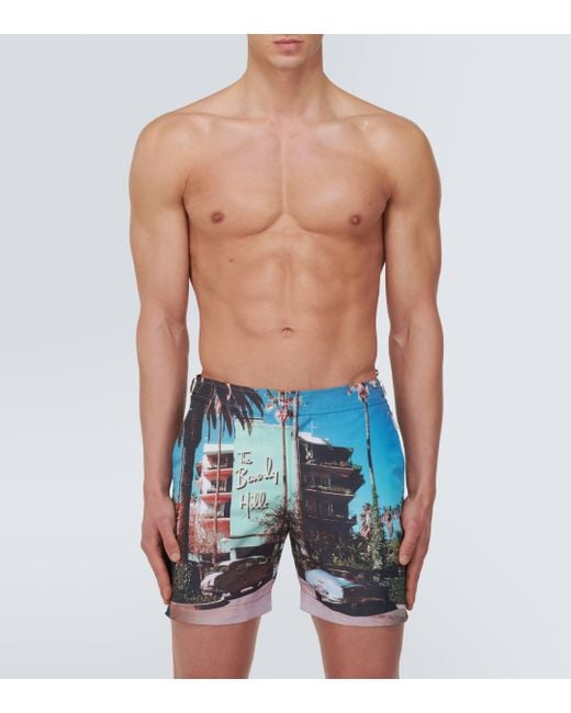 Orlebar Brown Blue Bulldog Printed Swim Shorts for men