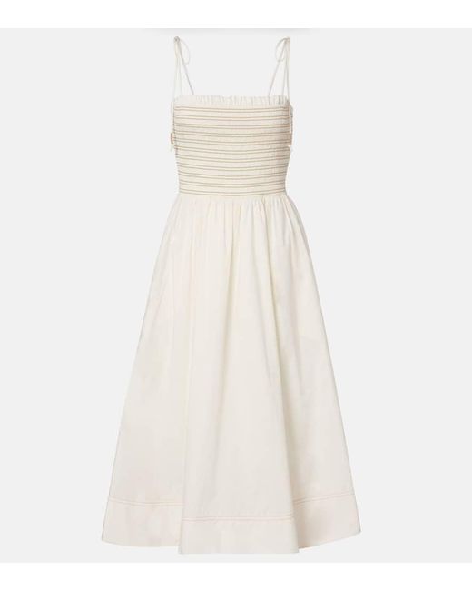 Vestido Midi Kaela De Algodon Fruncido Veronica Beard de color White