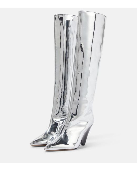 Isabel Marant Gray Lakita Mirrored Knee-High Boots