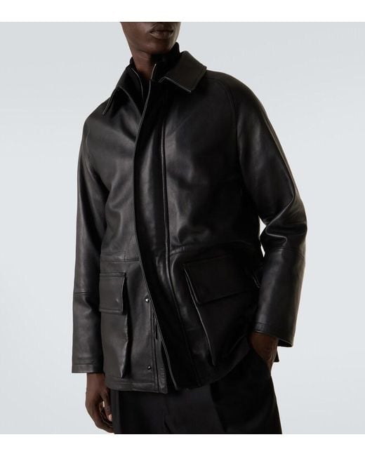 Saman Amel Black Leather Jacket for men