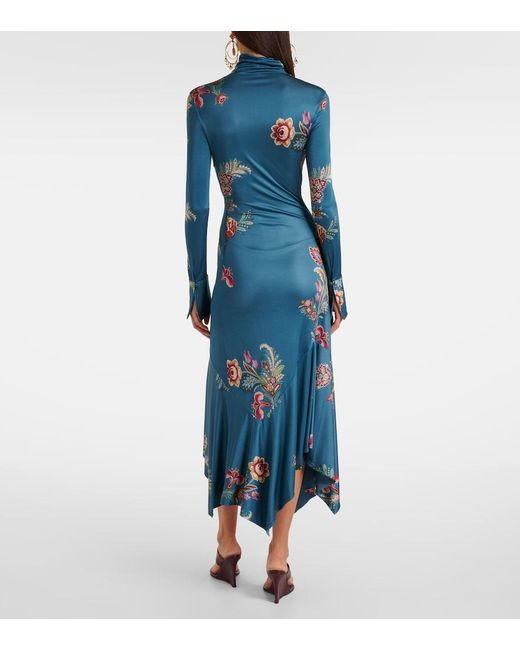 Etro Blue Printed Midi Dress