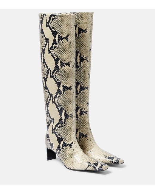Khaite White Ona 55 Snake-Effect Leather Knee-High Boots