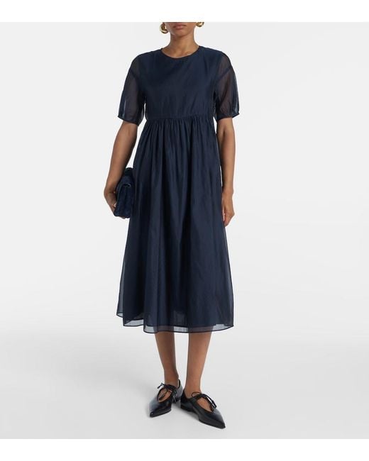 Max Mara Blue Fatoso Silk-Blend Organza Midi Dress