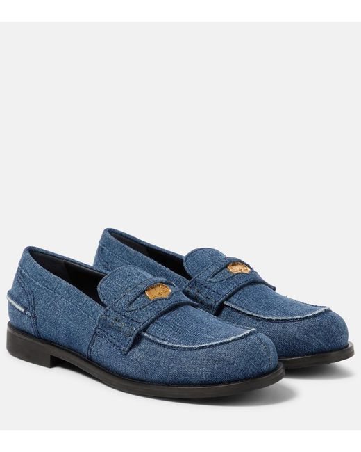 Miu Miu Blue Loafers Aus Denim