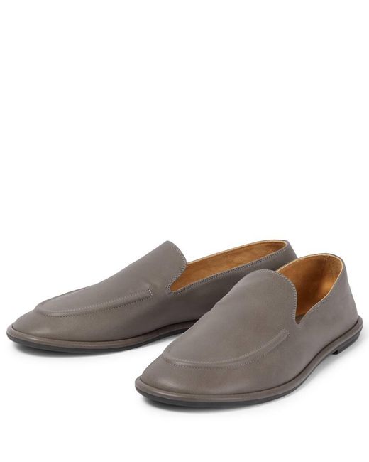 The Row Gray Canal Leather Loafers