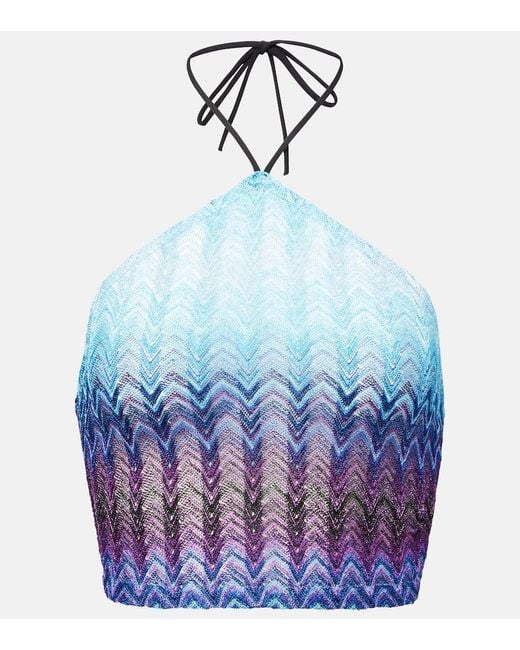 Missoni Blue Halterneck Crop Top