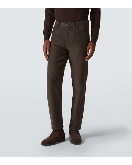Zegna Gray Roccia Cotton And Cashmere Straight Pants for men