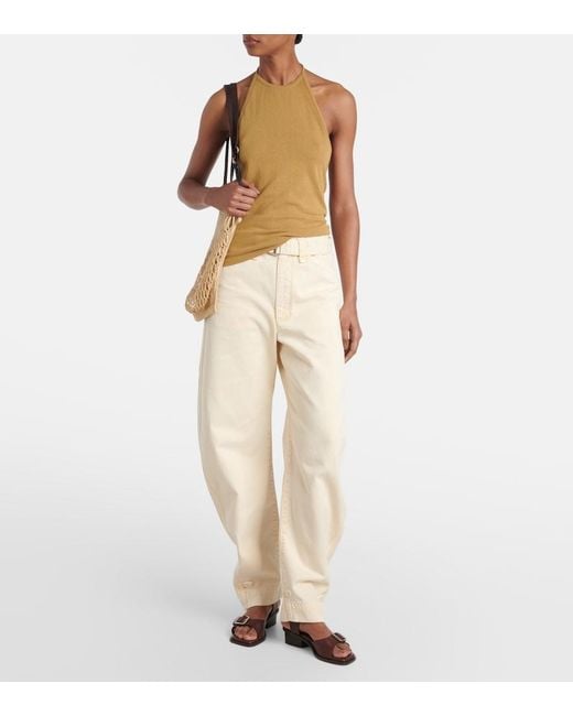 Lemaire Yellow Knitted Halterneck Cotton Top