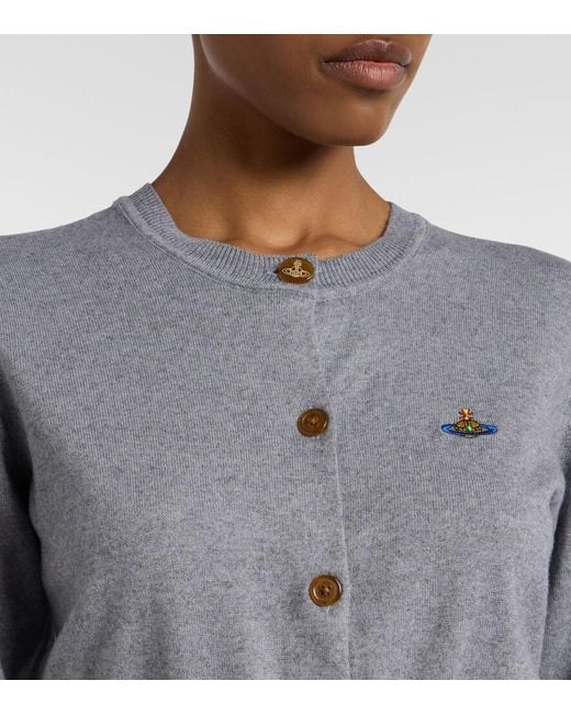 Vivienne Westwood Gray Bea Cropped Cotton And Cashmere Cardigan