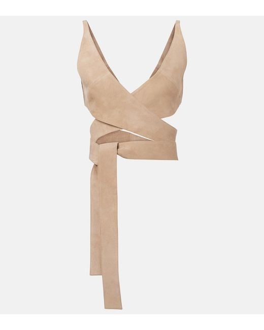 Alaïa Natural Suede Wrap Top