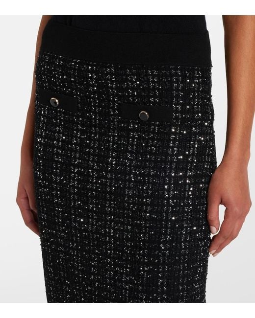 Veronica Beard Black Corbin Tweed Midi Skirt