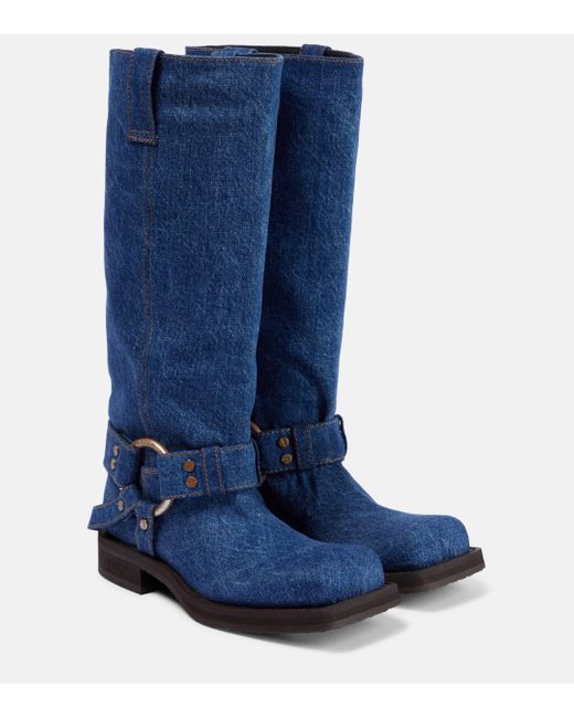 Acne Blue Balius Denim Knee-high Boots