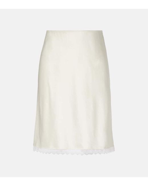 Falda Lencera Barb De Saten Con Encaje Leset de color White