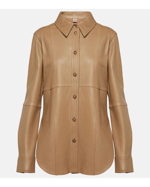 Totême Brown Leather Shirt