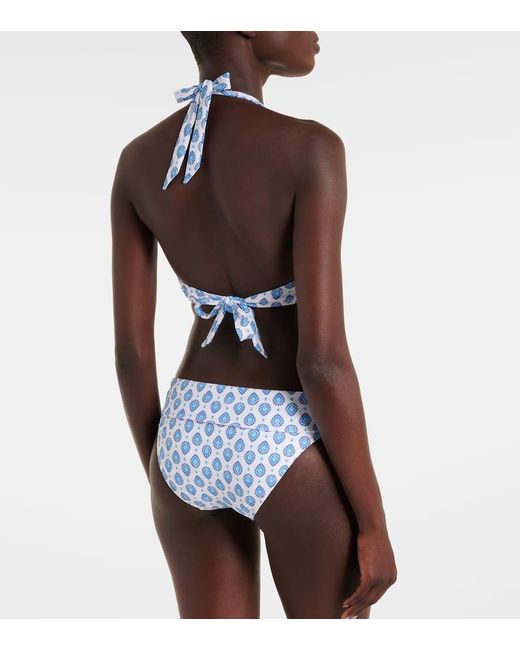 Heidi Klein Blue La Croissette Printed Bikini Top