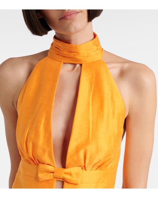 Rebecca Vallance Yellow Cera Cutout Halterneck Minidress