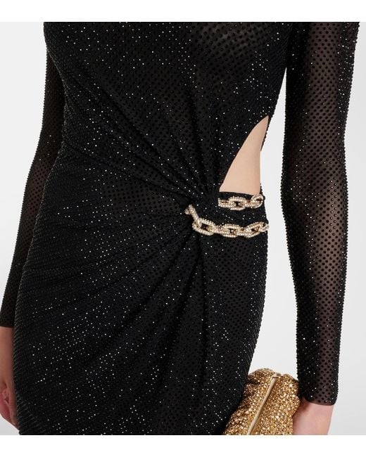 Self-Portrait Black Maxikleid Aus Mesh Mit Verzierungen