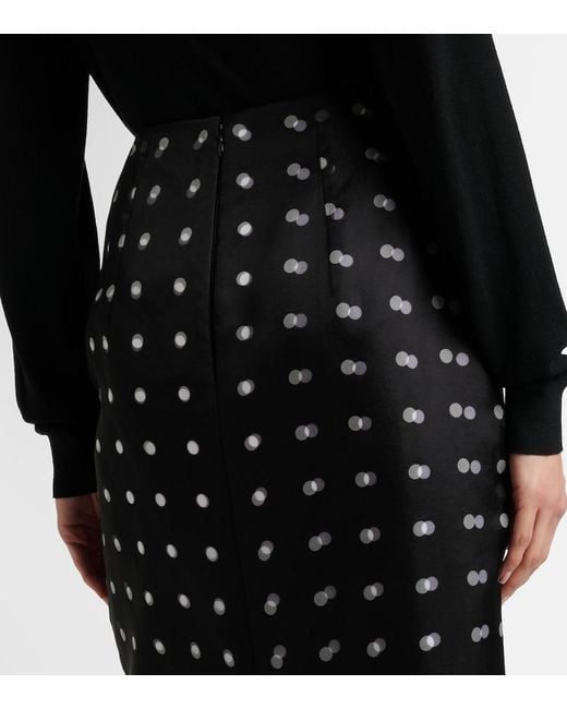 Emilia Wickstead Black Bethan Polka-Dot Silk Taffeta Pencil Skirt