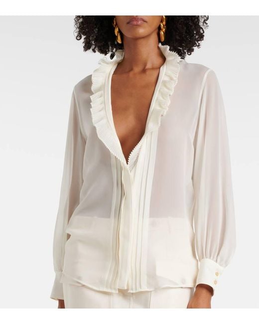 Camicetta Con Volant Plissettata di Tom Ford in White