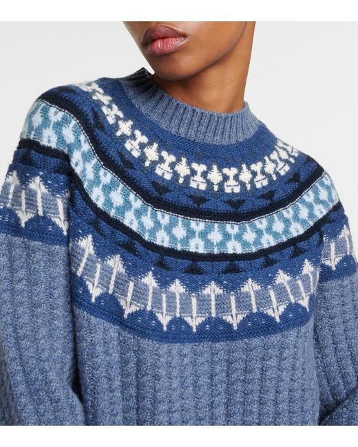 Loro Piana Blue Holiday Noel Cashmere Sweater