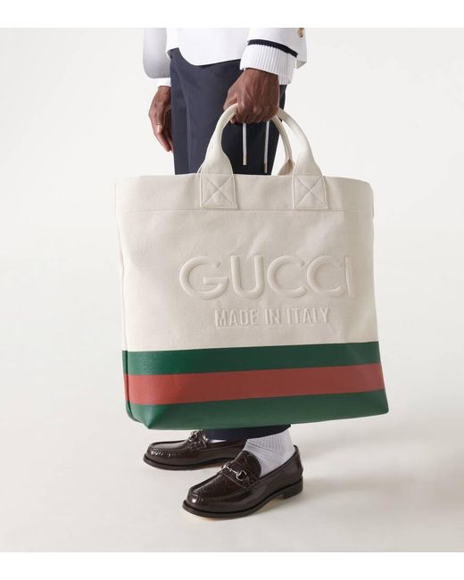 Tote de lona con logo Gucci de hombre de color White