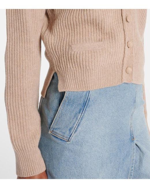 Victoria Beckham Natural Ribbed-Knit Wool And Cashmere Cardigan