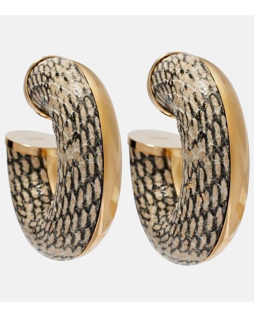 Jacquemus Metallic The Mojave Snake-Effect Hoop Earrings