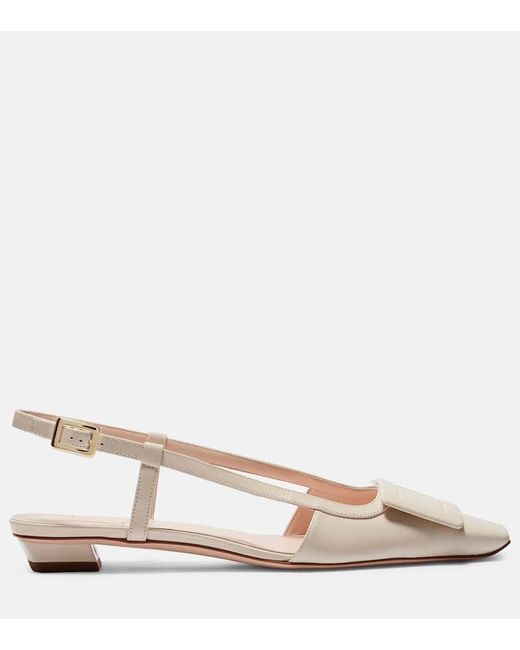 Roger Vivier Natural Belle Vivier 25 Leather Ballet Flats