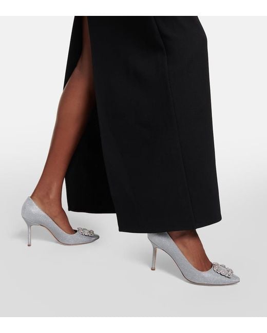 Manolo Blahnik White Hangisi 90 Glitter Pump