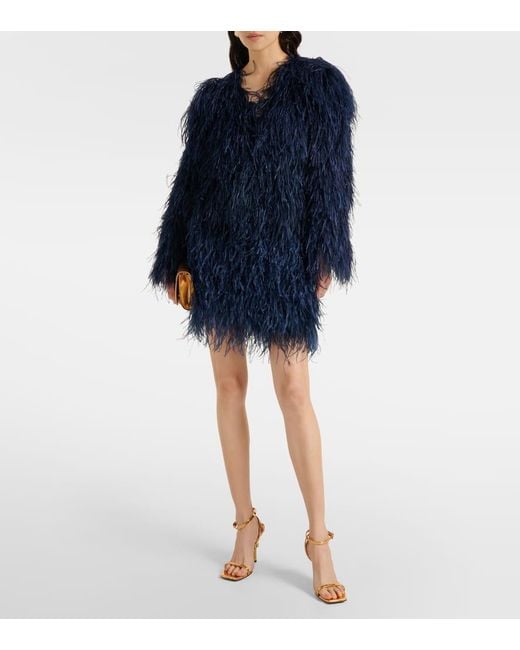 Dorothee Schumacher Blue Feathery Volume Georgette Miniskirt