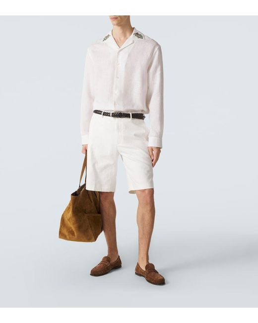 Etro White Cotton-Blend Bermuda Shorts for men