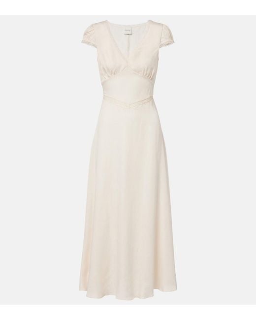 Posse White Perla Lace-Trimmed Midi Dress