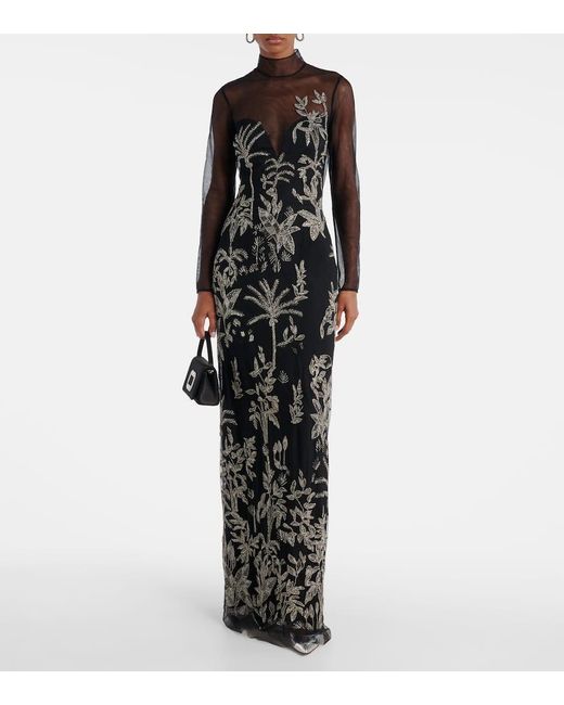 Costarellos Black Verzierte Robe Marcella Aus Tuell