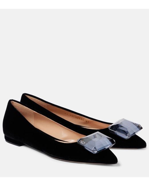Gianvito Rossi Black Jaipur Velvet Ballet Flats