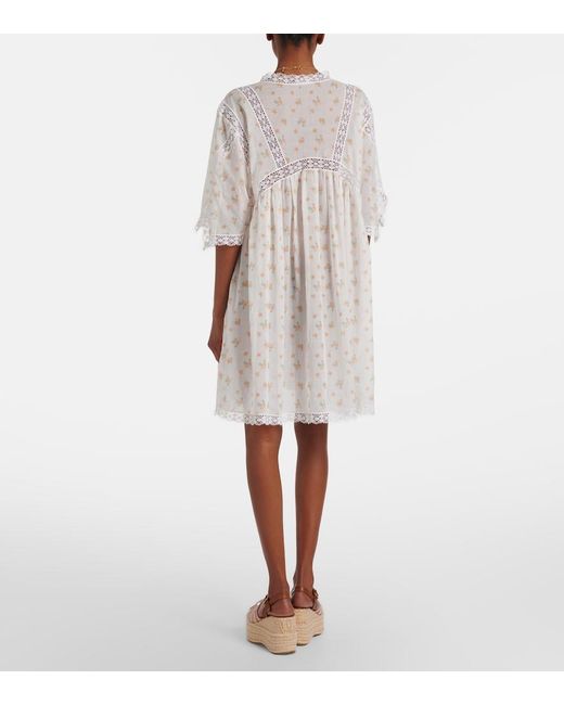 Chloé White Floral Cotton Voile Minidress