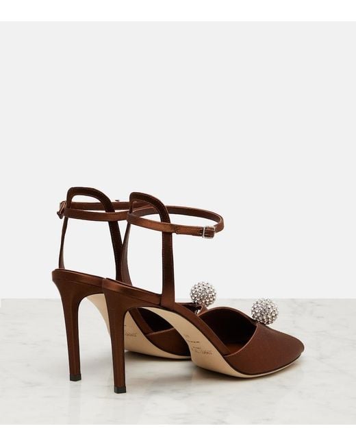 Jimmy Choo Brown Sacora 85 Satin Peep-Toe Sandals