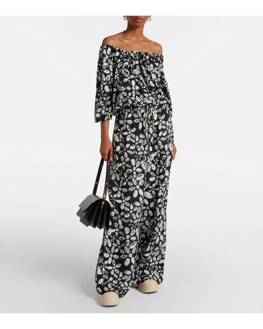Marni White Printed Wide-Leg Pants