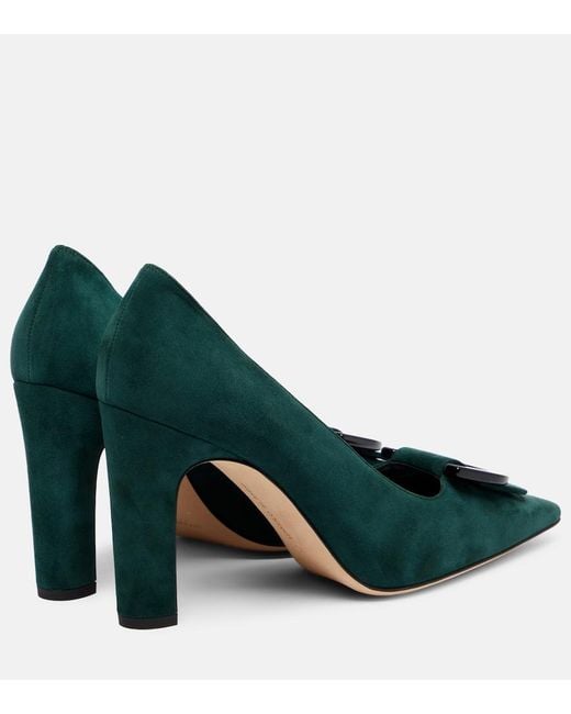 Manolo Blahnik Green Beti 105 Suede Pumps
