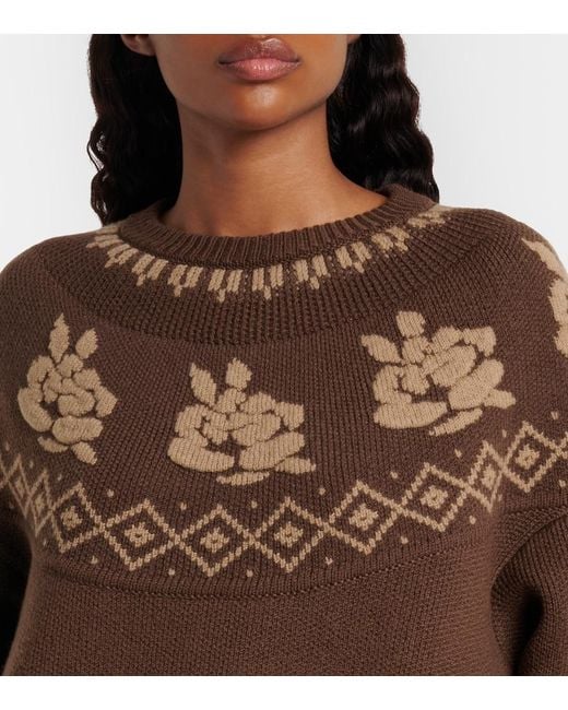 Magda Butrym Brown Fair Isle Jacquard Wool Sweater