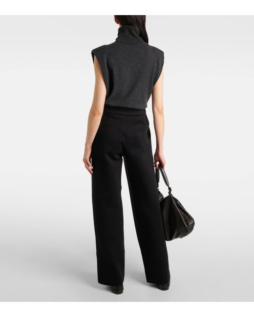 Max Mara Black High-Rise Jersey Wide-Leg Pants