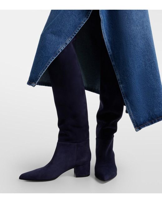 Gianvito Rossi Blue Suede Knee-High Boots