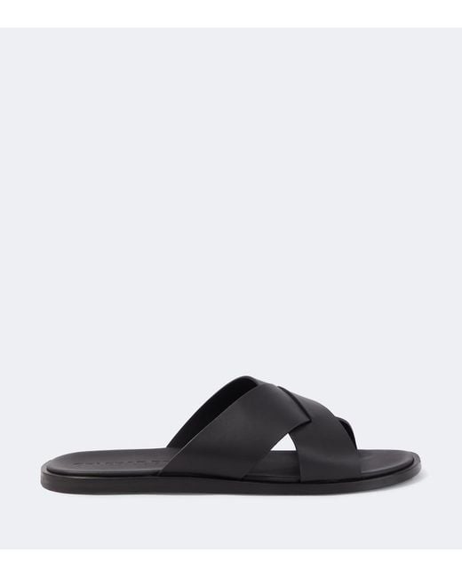 Orlebar Brown Black Leather Sandals for men