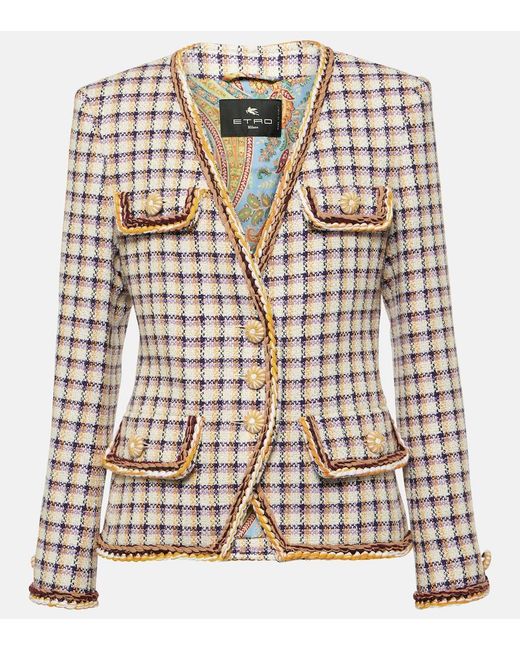 Etro Multicolor Checked Cotton-Blend Jacket