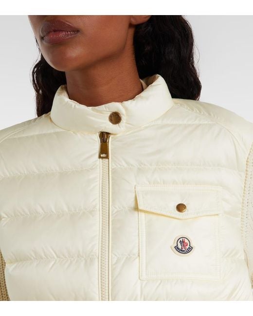 Moncler Natural Down-Paneled Wool And Cashmere Cardigan