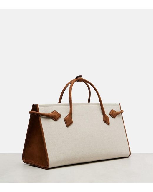Alaïa Natural Le Teckel Leather-Trimmed Canvas Tote Bag
