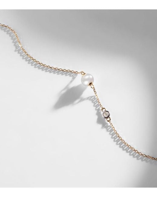 Mateo Metallic 14Kt Chain Bracelet With Diamonds And Pearls