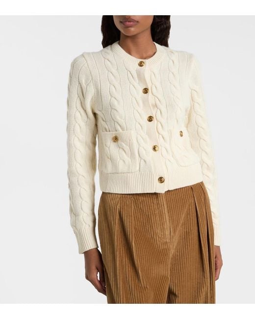 Polo Ralph Lauren Natural Cable-Knit Wool And Cashmere Cardigan