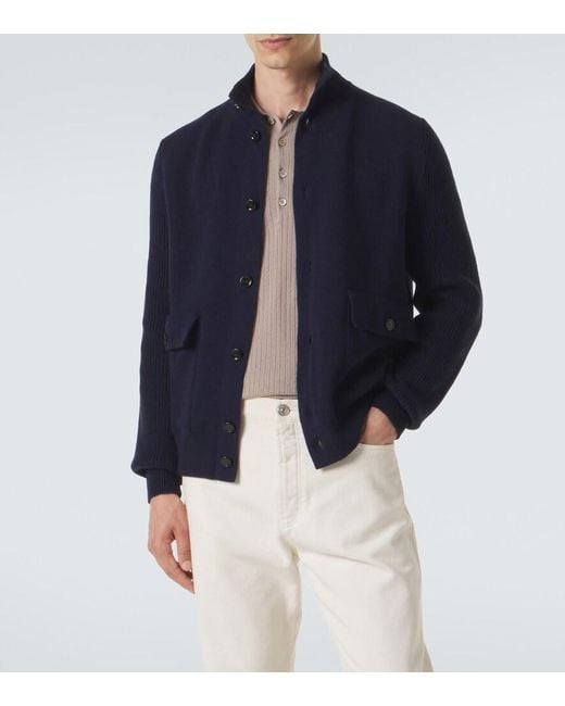 Lardini Blue Knitted Wool-Blend Jacket for men