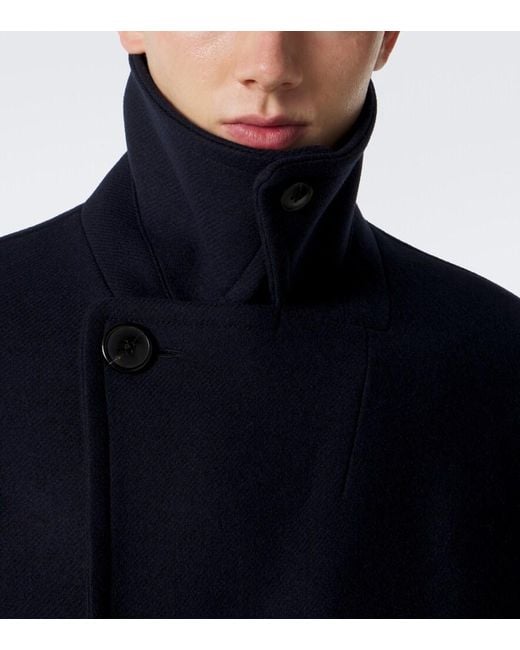 Dries Van Noten Blue Double-Breasted Wool-Blend Jacket for men